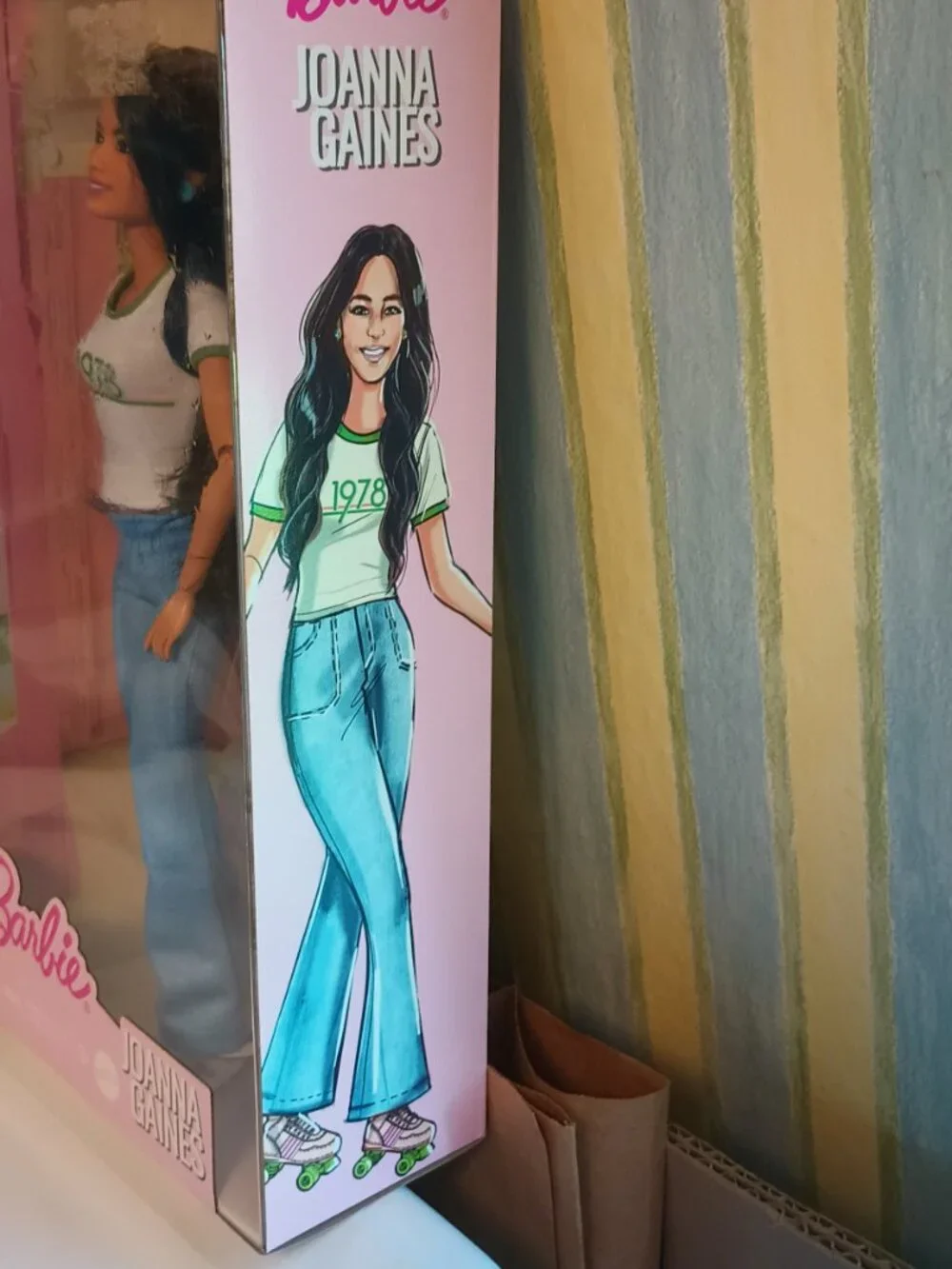 NEW Barbie Joanna Gaines Doll, Posable Brunette in Jeans & Top w/ Roller Skates